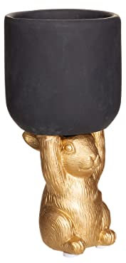 Sass & Belle Golden Rabbit Pedestal Planter