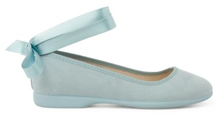 Pisamonas Bailarina Cintas Raso Cierre Pulsera Talla 38 en Color Azul Pastel