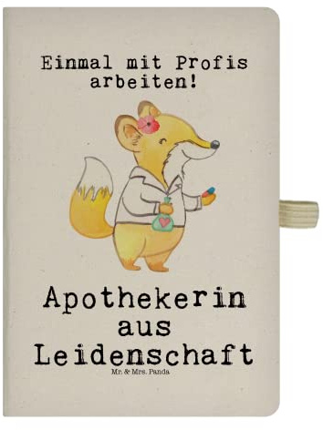 Mr. & Mrs. Panda DIN A5 Baumwoll Notizbuch Apothekerin Leidenschaft - Geschenk, Eintragebuch, Skizzenbuch, Tagebuch, Notizblock, Pharmazie, Firma,