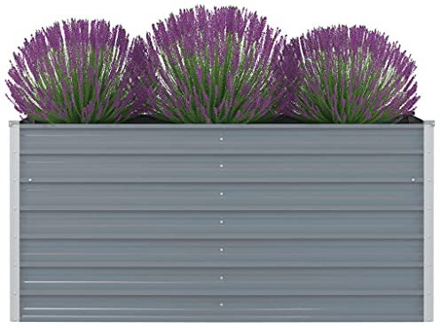 Yumeng Hochbeet, Pflanzkübel, Kräuterbeet, Hochbeete-kit, Schneckenzaun, Pflanztrog, Pflanzgefäße, Pflanzfolie Für Hochbeet,Teichbecken, 160 x 80 x 77 cm Verzinkter Stahl Grau