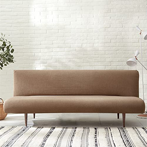 Hiseng Sofabezug 3 Sitzer Ohne Armlehne, Moderner Druck Clic Clac Sofahusse Stretch Schutzhülle Protector Bettcouch Schonbezug Couch überzug Sofabettüberzug (L:180-200cm,Braun)