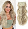 MS TAJ Clip in Hair Extensions 4PCS Hair Extensions clip in Haarverlängerungen 50 cm Synthetic Ash Blonde Highlighted with light Brown Hair for Women