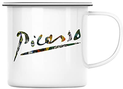 Tasse, emailliert, Metall, Picasso, Signatur, Künstler, Kubismus, Surrealismus, Maler, Post-Impressionismus