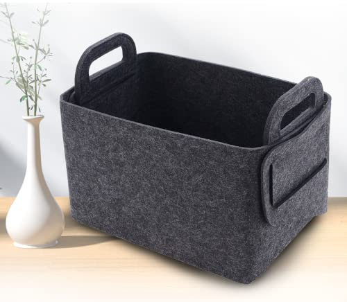 Feuerholzkorb Leder Brennholzkorb Holzkorb Klein mit Henkel Filz Aufbewahrung Ideal für Holz, Kaufartikel, Zeitungen,40x25x28cm