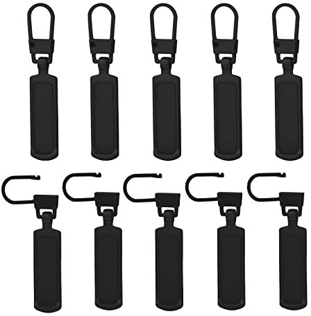 10 Stück Reißverschluss Ersatz für Kleine Löcher, Abnehmbares Metall Zipper Pull Tab Reißverschluss Anhänger für Geldbörse, Jacke, Stiefel, Jeans, Mantel, Koffer, Gepäck, Kleider (Schwarz)