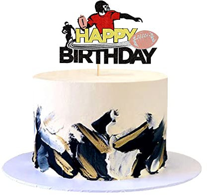 Blumomon 1 Stück Rugby Happy Birthday Kuchen Topper Sport Theme Rugby Kuchen Dekor für Kinder Jungen Mädchen Mann Frauen Geburtstag Party Supplies