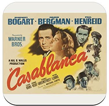 Untersetzer aus Kork - Altes italienisches Filmposter Casablanca Retro Kino Poster Vintage 2-1 Einheit (95 x 95 mm)