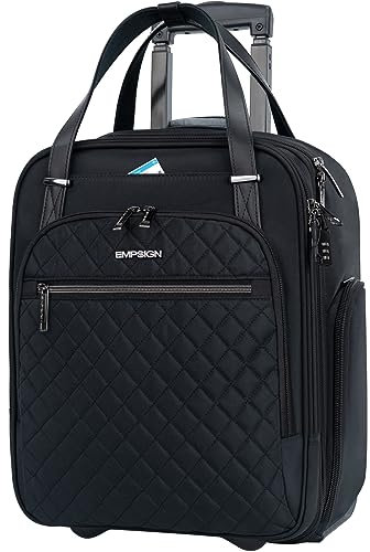 EMPSIGN Sac de transport à roulettes sous le siège - 40,6 cm, noir, 16 Inch, Bagage à main sous le siège