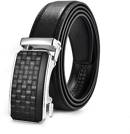 FEFLO Herren Gürtel, (XL, Gürtellänge 120cm, geeignet für Taille 93cm~103cm) Leder Ratsche Automatik Gürtel für Männer Ledergürtel Breite 3.5cm für Anzug Jeans Hose