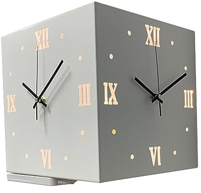perfk Doppelseitige Corne-Wanduhr, Innen- und Außenuhr, quadratisch mit römischen Ziffern, 10,2 Zoll, Lounge-Uhr, Moderne Wanduhr für Klassenzimmer, Büro, Weiß