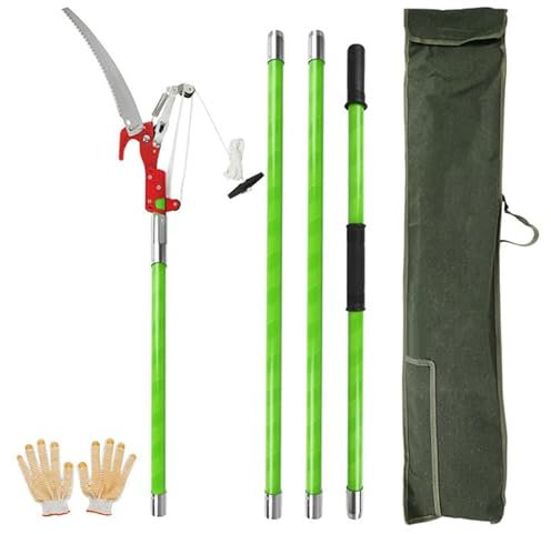 Pole Pruning Saw with Scissors,CEIEVER Tree Pole Pruner 4m Pole Pruner with Extension Pole Manual Branches Trimmer with Carry Bag and Gloves Tree Loppers Long Reach for Forestry,Lawn