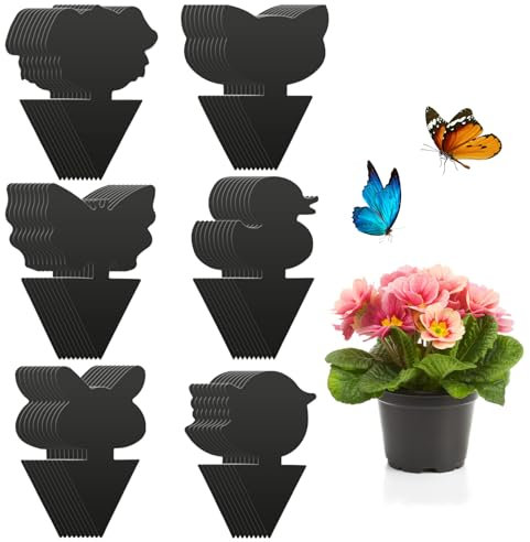 BBLIKE Anti Moucherons Plantes Interieur – 60 Pcs Pièges Noirs à Double Face, Piege Attrape Insecticide Moucherons Plantes Interieur Cuisine, Insecticide Moucheron Terreau Protection des Fleur Fruits
