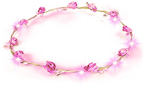 LED Blumenkranz Haarschmuck Blumen Stirnband Kopfschmuck Party Hochzeit JGA Karneval (Rosa)