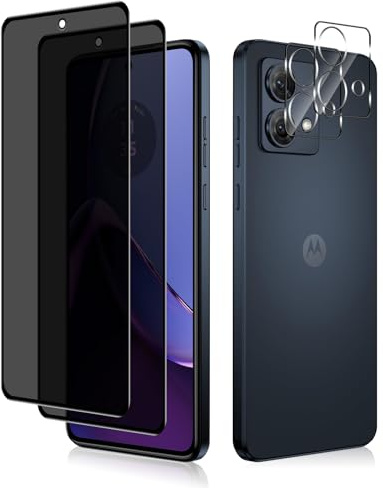 HeeYeal Privacy Screen Protector for Motorola Moto G84 5G Tempered Glass | with Camera Lens Protection, [2 + 2 Pack] [Anti-Scratch] [9H] [Case Friendly] Anti-Spy Film for Motorola Moto G84 5G