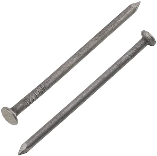 AERZETIX - C70859 - Lot de 100 Clous à tête plate Ø4x80 mm - diamètre de la tête Ø9 mm - en acier - couleur argent - rembourrage bardage menuiserie