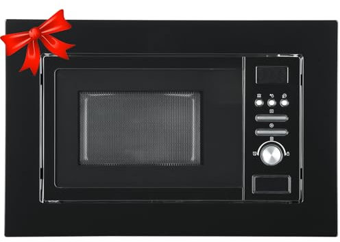 Techomey Micro-ondes Encastrable, 20L, Micro-ondes Grill Intégrable, Micro-ondes 800W, Grill 1000W, L59,5 x P34,4 x H38,8cm, Plateau Tounant 24,5cm, Noir