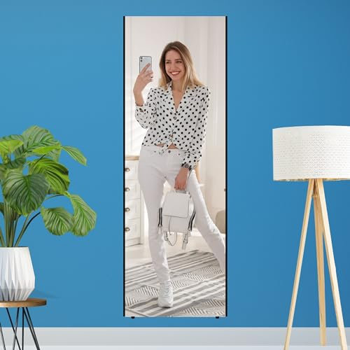 brisafe Ganzkörperspiegel unzerbrechlich & modern I Spiegel Fitnessraum 180 x 60 cm groß I dünner Aluminium-Rahmen in Schwarz I Standspiegel bruchsicher & leicht I Wandspiegel zum Aufhängen