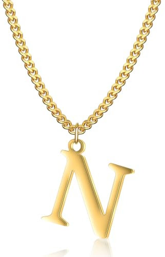 Goldkette mit Buchstaben N,14K Gold Vergoldet Initial Halskette,Edelstahl Kette mit N,Gold kettenanhänger kette für Damen Mädchen