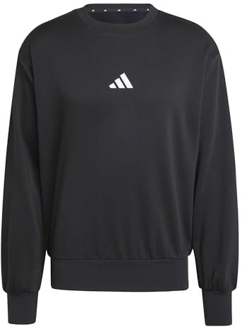 adidas Uomo Essentials FEELCOZY Fleece Sweatshirt, Black/White, XXL