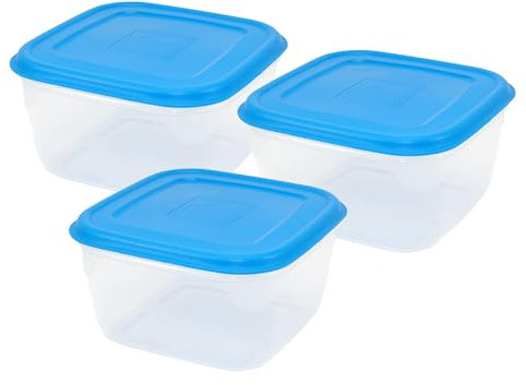GIO'STYLE Set di 3 Contenitori Ermetici per Alimenti - 0.5L + 1L + 1.5L - Made in Italy - Quadrati - Adatto a Frigorifero, Freezer, Microonde - Linea Ermetici