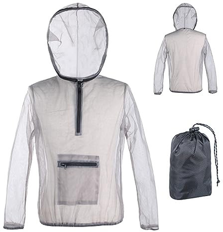 Outdoor Mosquito Suit, Breathable Mesh Jacket With Hood And Pants - Net Clothing Protection From Bugs, Flies, Gnats, No-See-Ums & Midges Size Xl