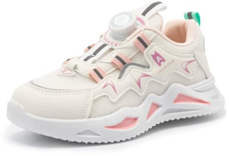 Chaussures de Course Fille Basket Enfants Athlétiques Sneakers Garçon de Sport Running Walkingshoes Compétition Entraînement Shoes Été Léger Blanc Rose 31