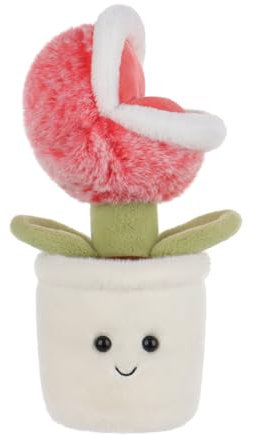 Apricot Lamb Piranha Pflanze Chomper Plüschtiere für Kinder, weiche niedliche Kuscheltier für Baby Mädchen und Jungen, Flauschige Piranha Pflanze Rot 23 cm