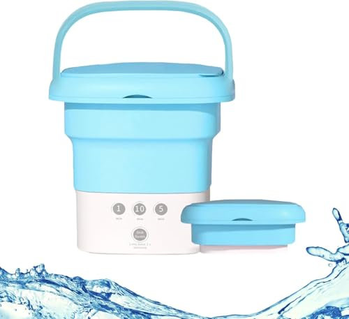 Mf ArtShop Mini Lavatrice Pieghevole Portatile Con Centrifuga 8L, Lavatrice Con Tubo di Scarico ad Alta Velocità per Biancheria Intima, da Viaggio, Campeggio, Dormitori, Università