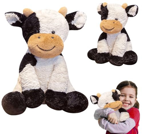 Mineup Kuscheltier Kuh, 25cm Kuh Plüschtier, Kuh-Plüschtier Plüschkissen, Plüschkuh Spielzeug, Niedliches Plüschkuh-Spielzeug,Schwarz Weiß Plüschtier,Weiches Plüschkissen Geburtstag für Jungen Mädchen