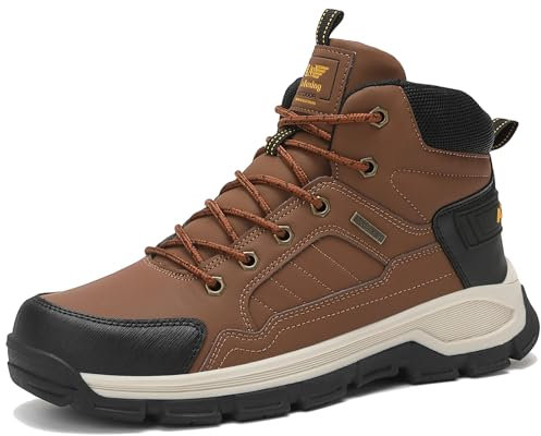AX BOXING Scarpe Uomo Invernali Stivali Caldo Scarponcini Trekking Antiscivolo Scarpe da Neve Comode Stivaletti Outdoor (Marrone, 45 EU)