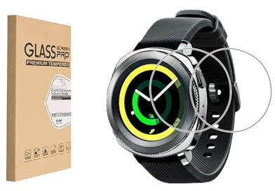 [Paquete de 2] Protector de pantalla diseñado para Samsung Gear Sport Watch, película templada de alta definición, dureza 9H, anti-arañazos, sensible al tacto, protección contra caídas