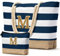 oscaurt Strandtasche Badetasche XXL Shopper Tasche Damen Umhängetasche Wasserdicht Beach Tote Bag mit Reißverschluss Faltbare Reisetasche Travel Bag Sporttasche (M-Dunkel Blau)