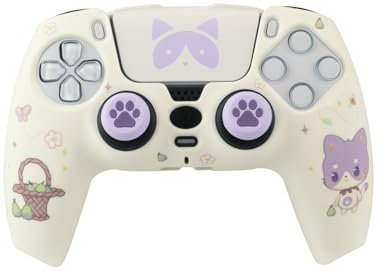 TANOOKI – Combo Pack Maneki, Skin Mando PS5, Carcasa Rígida + Grips + Sticker Touchpad para DualSense, Gato Cute, Kit Accesorios Playstation 5