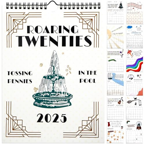 2025 Roaring Twenties Kalender, 2025 TS Lyrics Kalender,Taylor S Eras Tourkalender,20er-Jahre-Kalender zum Aufhängen, 12-Monatsplaner für Familie, Schlafzimmer, Wandkunst-Dekor Weiß