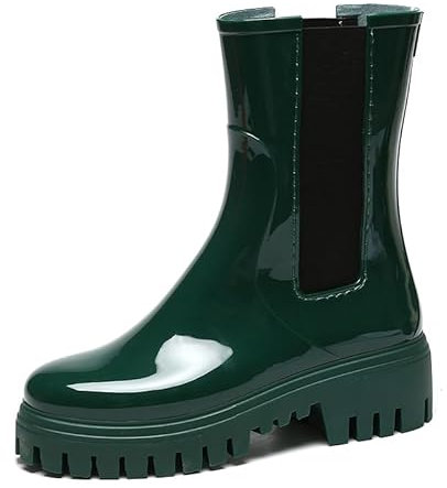 AONETIGER Stivali Pioggia Donna Impermeabile Stivali Gomma Leggere Antiscivolo Chelsea Stivaletti Outdoor Antivento Ankle Boot (135 Verde,40EU)