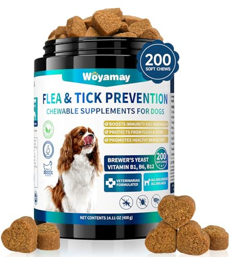Woyamay 200 Soft Dog Flea and Tick Support Chewables for Dogs, Natural Dog Daily Flea & Tick Supplement for Dogs and Puppy of All Breeds – Chicken Flavor
