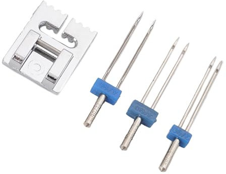 Nähmaschinen-Doppelnadel für Ziernähte und Biesen 2/90 3/90 4/90 Zwillingsnadel und Nähfuß-Set