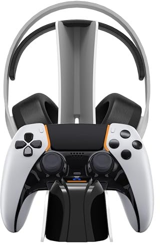snakebyte PS5 Controller & Headset Ladestation - lädt DualSense & DualSense Edge Controller & Wireless Headsets, 2Std. Ultra-Schnellladung, geprüfte deutsche Qualität, Playstation 5 Design (Weiß)