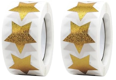 1000 Stück Aufkleber Sterne Glitzer, Glitter Stern-Aufkleber, 2.5cm Belohnung Sticker für Kinder, Selbstklebend Weihnachten Aufkleber,für Grußkarten, Geschenke, Basteln (COLOR:Gold)