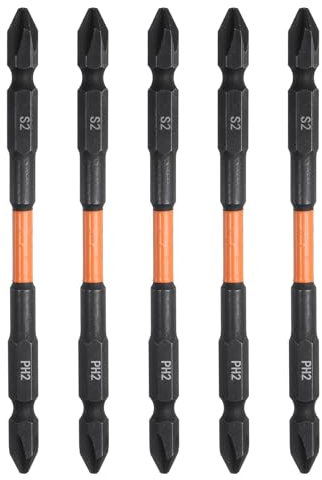 sourcing map 5pcs Impact Tough Phillips Screwdriver Power Bits 6.35mm PH2 1/4 Hex Shank 4.33 Length S2 Steel Magnetic Double Ended Cross Head Hex Bits Industrial Grade Impact Driver Bit