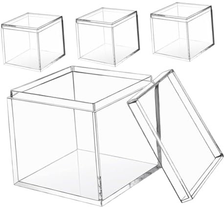 Operitacx 4stücke Transparente Schmuck-aufbewahrungsbox Aus Kunststoff Kleine Quadratische Plastikbox Mit Deckel Organizer Für Süßigkeiten Und Kleine Gegenstände