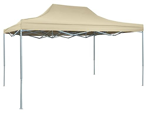 Gazebo Professionale Pieghevole 3x4m Acciaio Crema (19,36KG)