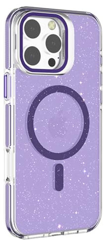 N NEWTOP Cover CV43 Compatibile Apple iPhone 14 Pro, Custodia Case Glitter Scintillio Brillantini TPU Hard Trasparente Ricarica Wireless Proteggi Vetro Fotocamera Stand Supporto Tavolo (Viola)