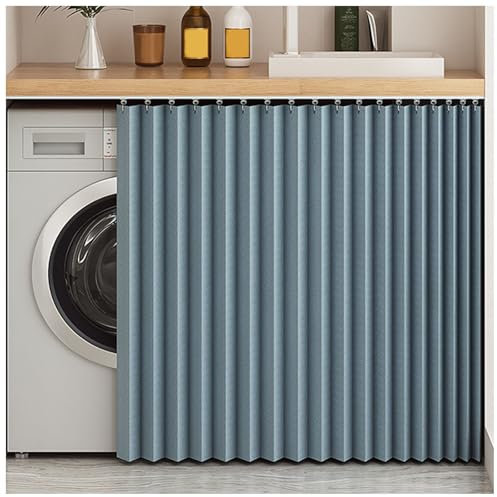 Schiebegardine, staubdichte Regalvorhänge für Schrank, mit Gleitschienen, blau, 100 cm/70 cm Höhe – perfekt zum Binden und Schützen Ihres Raumes