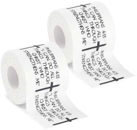 lasuroa 2stk Kreuz-Sportband, 5cm x 7m Atmungsaktives Sportband für Baseball Fußball Boxen Football Christlich Bibelvers Athleten-Handgelenkband für Religiöse Stabilität & Leistung