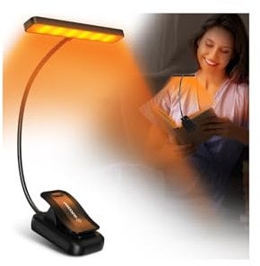 Glocusent 26 LEDs Luce per Lettura Libri a Letto, Lampada Luce da Lettura per Libro USB-C Ricaricabile con 5 Colore e 5 Luminosità, 360° Regolabile Lampada Libro per Notturna (Nero)