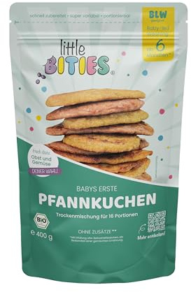 little BITIES erste breifreie Pfannkuchen für Babies | 100% Bio Beikost aus Trockenmischung | Babymahlzeit ab 6 Monaten | 16 Portionen
