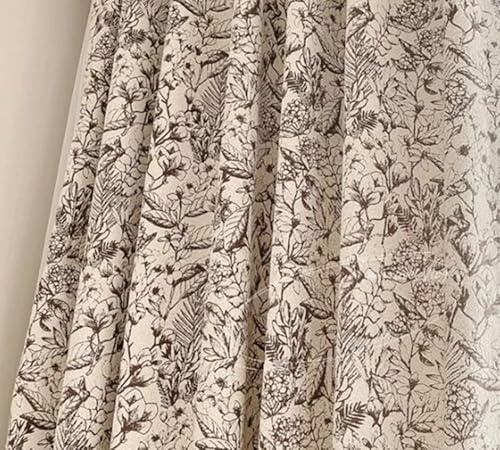 Wycian Rideau Cuisine Japonais Rideaux Occultants Thermique Brun 2 Panneaux Tissu Motif de Fleurs 132L x 138H Cm