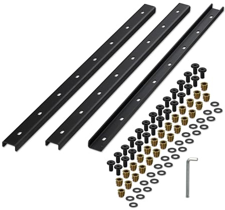 Relaxdays Gratleiste, 3er Set, Metallschiene 80 cm, Tischplatte stabilisieren, U-Profil mit Schrauben, Stahl, schwarz