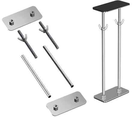 Barra Soporte Fregadero Bajo Encimera, Poste de Soporte Ajustable Portátil Altura de 29 a 78 CM, Sistema de Instalación y Reparación para Fregadero de Cocina(2pcs,47-68 cm)